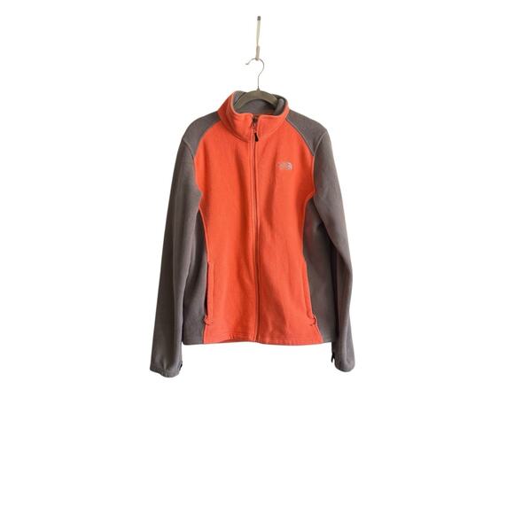 The North Face Women’s Fleece Jacket Size L Coral Pink Gray Full Zip - Picture 1 of 9